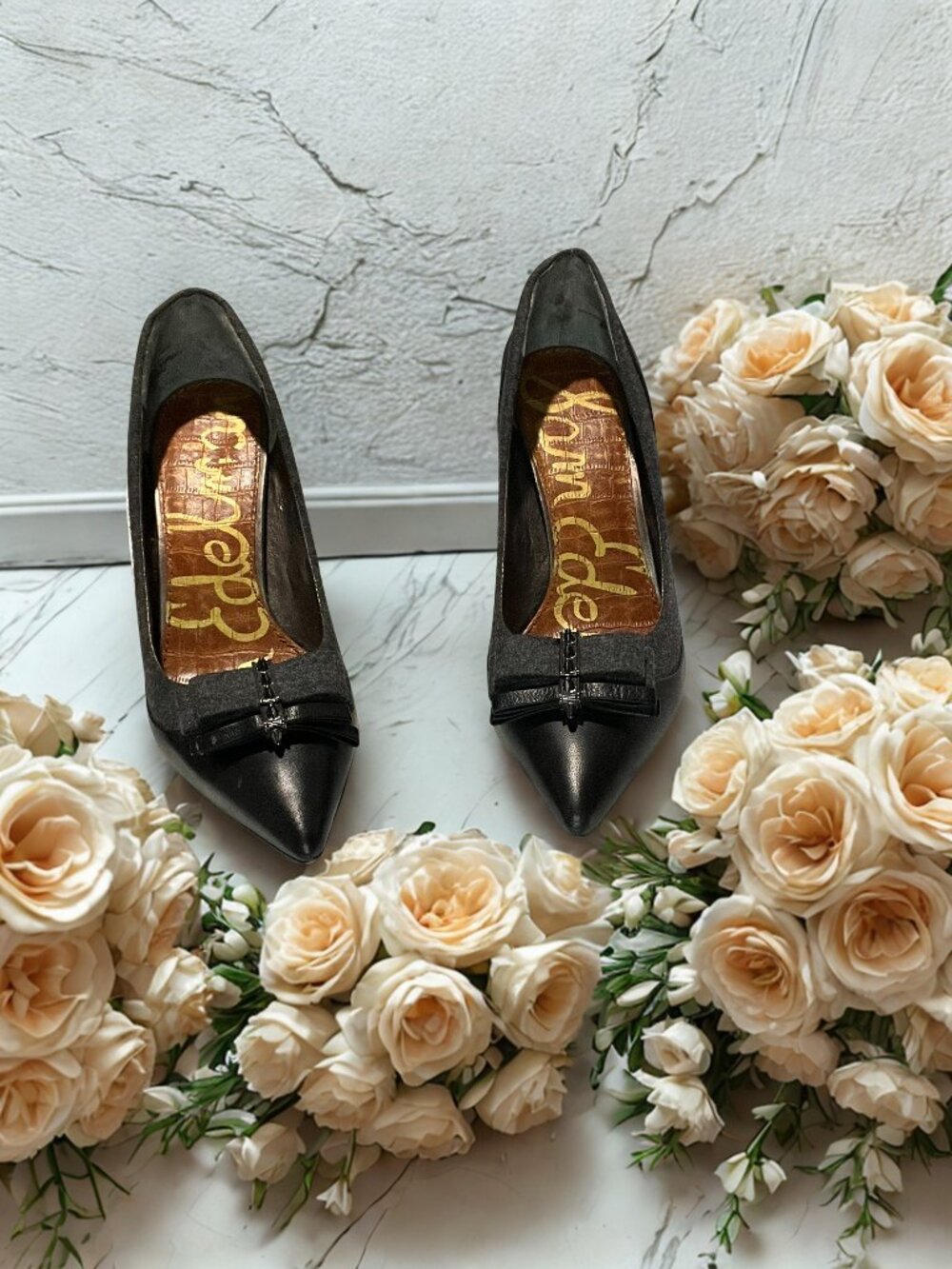 Sam Edeleman Wool Trim & Black Leather Pump